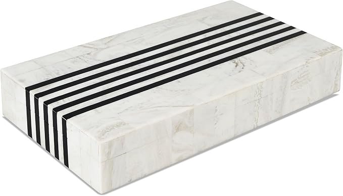 Handicrafts Home Large Decorative Storage Box 12x6– Coffee Table Organizer Box, Modern Home Décor Accent, Keepsake Memory Box, Jewelry Storage Box, Boho Decorative Box with Lid for Shelf, Mantle Decor