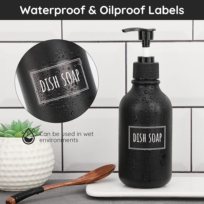 Segbeauty Waterproof Labels - 36 Pack Soap Dispenser Stickers, Shampoo Conditioner Hand Soap, Self-Adhesive Removable Bathroom Kitchen Laundry Labels
