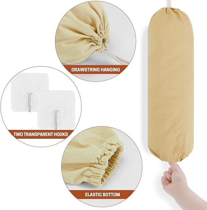 SWISSELITE 2Pcs Plastic Bag Holder, Reusable Grocery Bag Organizer, Wall Mount, 22x9 IN