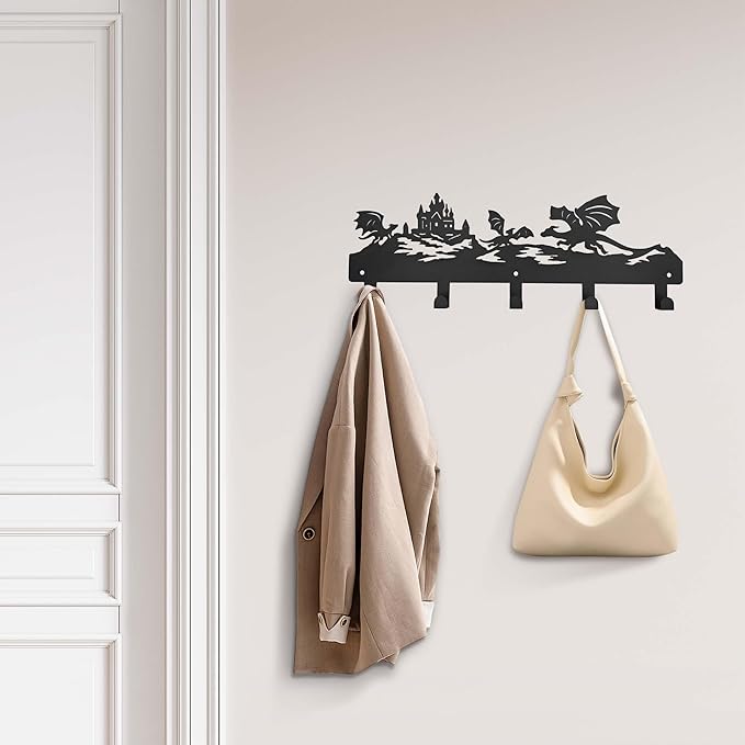 Dragon Coat Hooks,Enchanting Dragon Wall Art – Decorative Wall Hooks with Imaginative Design, Perfect for Home & Kitchen Storage, Modern Porta Llaves de Pared