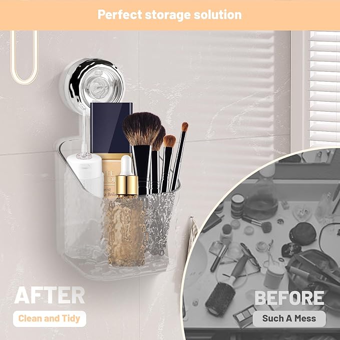 Shower Caddy Suction Cup Storage Rack Clear Acrylic Shower Shelves Glacier Water Ripples Corner Shelf For Bathroom Shower Accessories,Transparent Color Small