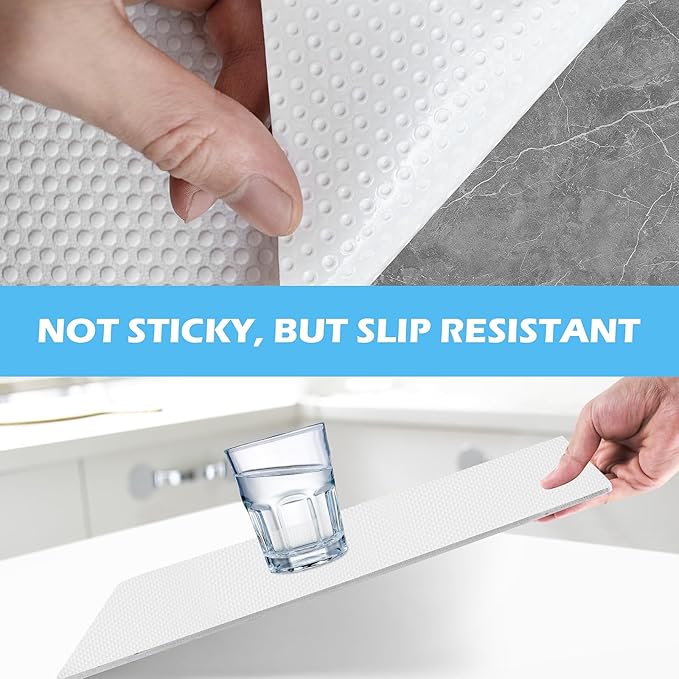 Drawer Liners, Waterproof Shelf Liner, Anti-Slip Non-Adhesive BPA Free Kitchen Cupboard Cabinet Liner Refridge Fridge Mats Sink Protector Strong Durable for Home (White/15.7in x 20Ft)