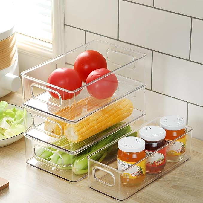 Phone Case Box Organizer, Clear Storage Bins w Handles for Kitchen Organization, Multifunctional Phone Case Storage Holder for Classroom, Desk, Cupboard, Cabinet