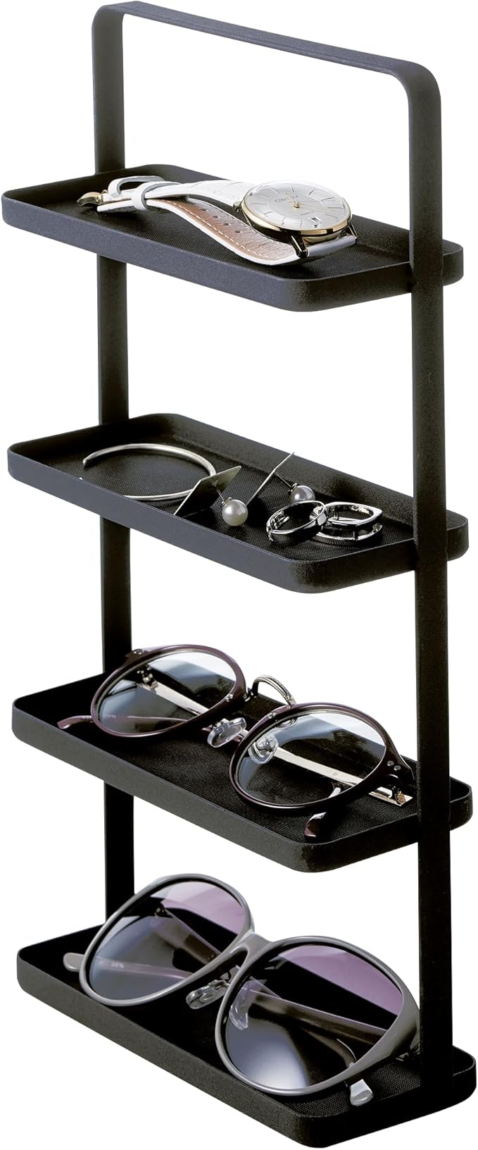 Yamazaki Home Tower 4-Tier Accessory Tray - Jewelry Holder & Storage Organizer - Steel, One Size, Black