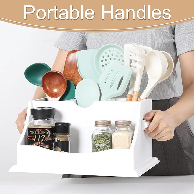 Innovation Kitchen Utensil Holder for Countertop with 4 Compartments, White(Utensil Not Included)