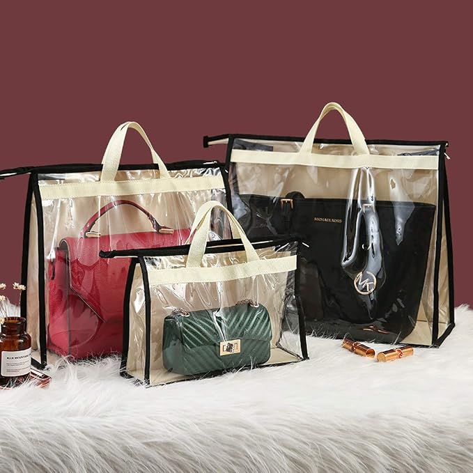 CINPIUK Clear Handbag Storage Bags Purse Organizer for Closet, Zipper Hanging Storage Bag for Handbags, XL
