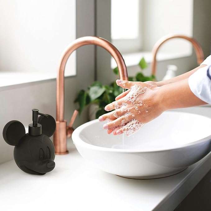 Jay Franco Disney Mickey Mouse Soap Dispenser - Black Resin Lotion Pump - Bathroom Décor