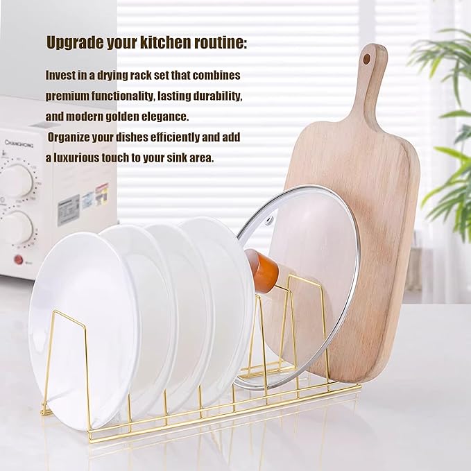 Small Bowl Drainer,Stainless Steel Bowl Drying Rack for Kitchen Counter Organizer Storage, Storage Shelf, Chrome (2 dish racks(gold))