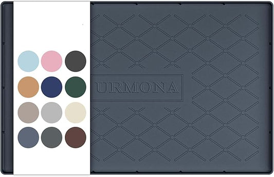 URMONA 22" x 14" Waterproof Silicone Mat in Multiple Sizes & Colors, Under Sink Mat for Kitchen & Bathroom, Pet Food Pad for Dogs & Cats, Kitchen Cabinet Liner, Multi-Purpose for Storage(Dark Grey)