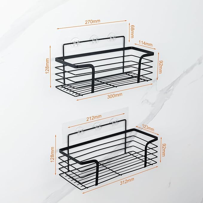 Ibergrif 2 Pack Black Bathroom Shelf Organiser, Shower Caddy M34036B - Rustproof, Waterproof, High Load-Bearing, Easy Installation