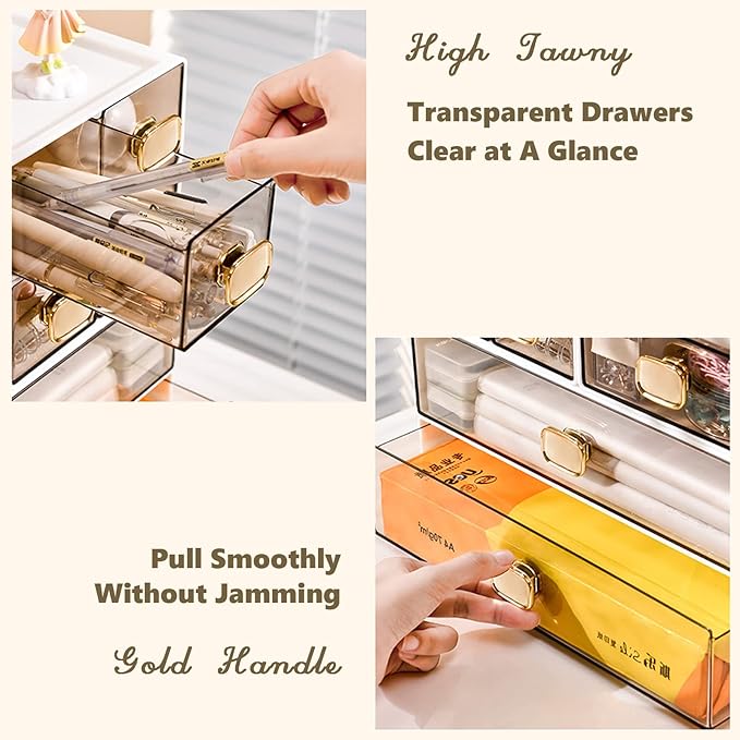 Spacious Desktop Storage Box, 1 Large Storage Drawer, Stackable Office Desk Drawer Organizer and Accessories, Printer Paper Organizer, Yellow Plastic Drawers for Workspace & Home
