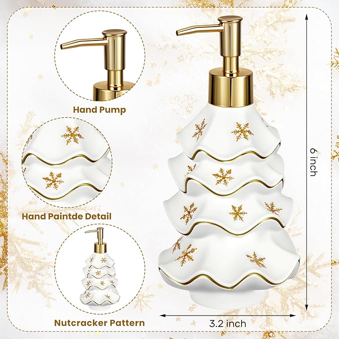 Christmas Soap Dispenser and Towel Set Tree Hand Soap Dispenser with 2 Hand Towels Refillable Lotion Essential Oil Dispensers with Pump for Christmas Bathroom Kitchen