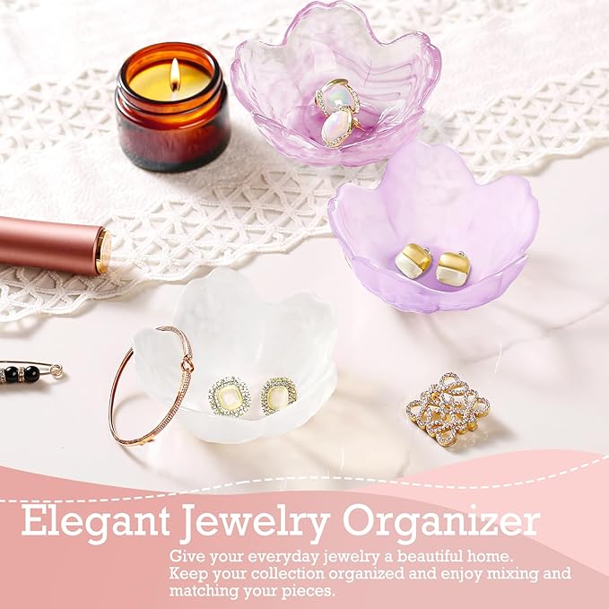 Gifts for Women Flower Jewelry Dish Ring Holder Jewelry Tray Vanity Organizer Room Decor Aesthetic Dorm Bathroom Decor Decorative Trinket Dish for Rings Earrings Necklaces Birthday Christmas Gifts