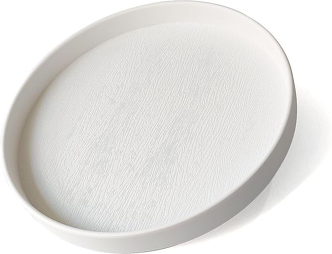 Round White Tray (9.5 inch) - Bathroom Vanity Tray, Kitchen Counter Organizer, Coffee Table Decor | Farmhouse, Modern & Boho Decor | Perfume, Soap, Essentials Tray