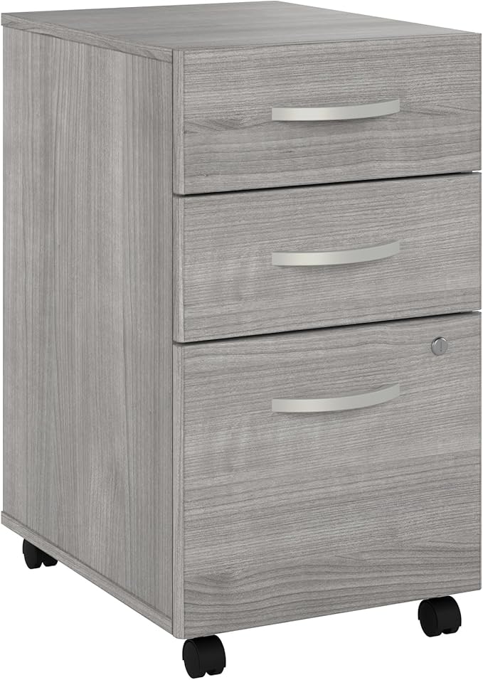 Bush Business Furniture Echo 3 Drawer Mobile File Cabinet in Gray Sand, Portable Document Storage Solution for Home and Professional Office