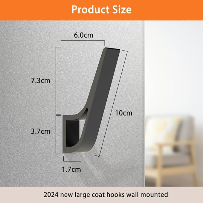 Coat Hooks Wall Mounted(Invisiable Screws), 6 PCs Wall Hooks for Hanging Coats, Scarves, Bags, Keys, Hats, Purses, Towel Hooks for Kitchen, Bathroom, Door, Cabinet, Hallways, Bedrooms (Black, 6 Packs)