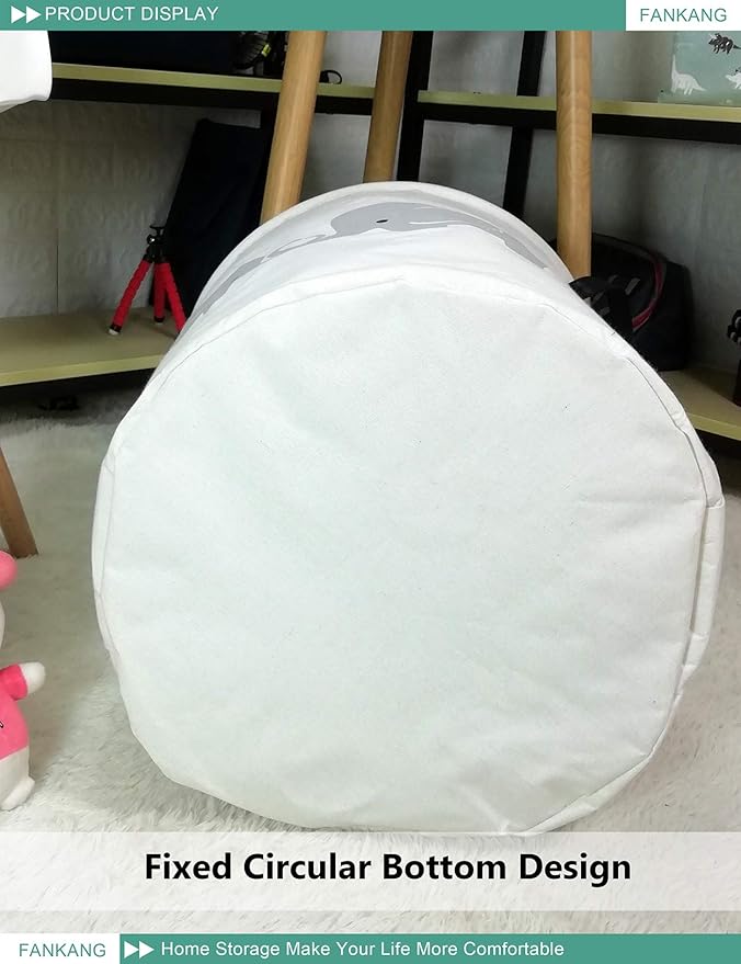 FANKANG Storage Basket, Nursery Hamper Canvas Laundry Basket Foldable with Waterproof PE Coating Large Storage Baskets for Kids Boys and Girls, Office, Bedroom, Clothes,Toysï¼Love Elephantï¼