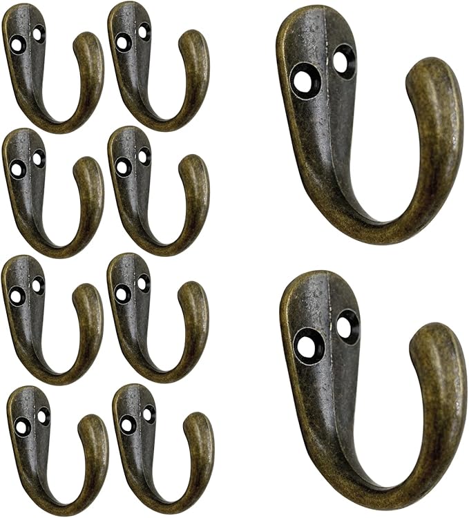 Gutapo 20pcs Bronze Single Prong Robe Hook, Zinc Alloy Wall Mounted Hooks for Hanging Towel Hooks with 44 Screws for Coats Bag Scarf Key Hat Cup