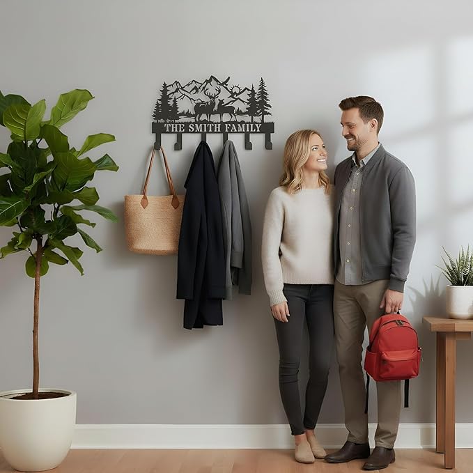 Personalized Metal Coat Hooks Wall Mount and Coat Rack Hanger for Hanging and Storage Ideal for Living Room, Hallway, Office, Backpack, Bags, Towel, Clothes and Hat