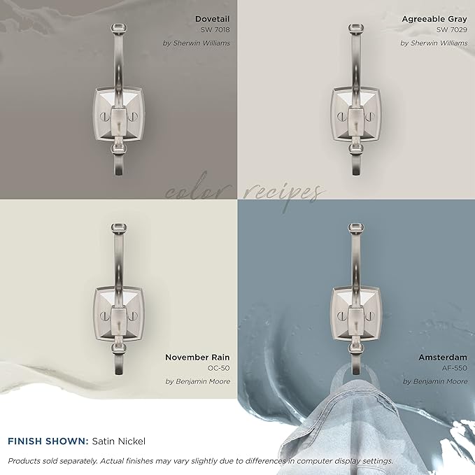 Amerock H37002G10 | Kinsale Double Prong Decorative Wall Hook | Satin Nickel Hook for Coats, Hats, Backpacks, Bags | Hooks for Bathroom, Bedroom, Closet, Entryway, Laundry Room, Office