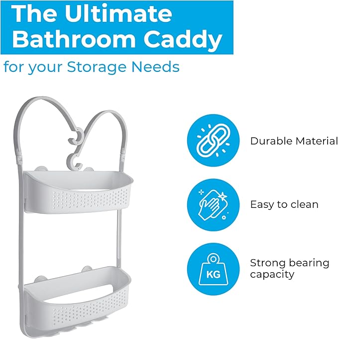 Blue Canyon Shower Caddy Double Hanging White