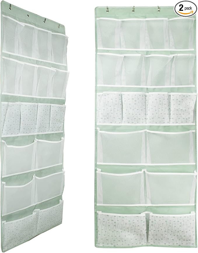 2 Pack-18 Pocekts Over the Door Shoes Organizer,Behind Door Hanging Storage Pocekt for Sock,Underwear,Hat,Handbag,Back of Door Hanging Shelf for Bedroom,Bathroom,Entryway,Storeroom,Pantry,Dorm,Nursery