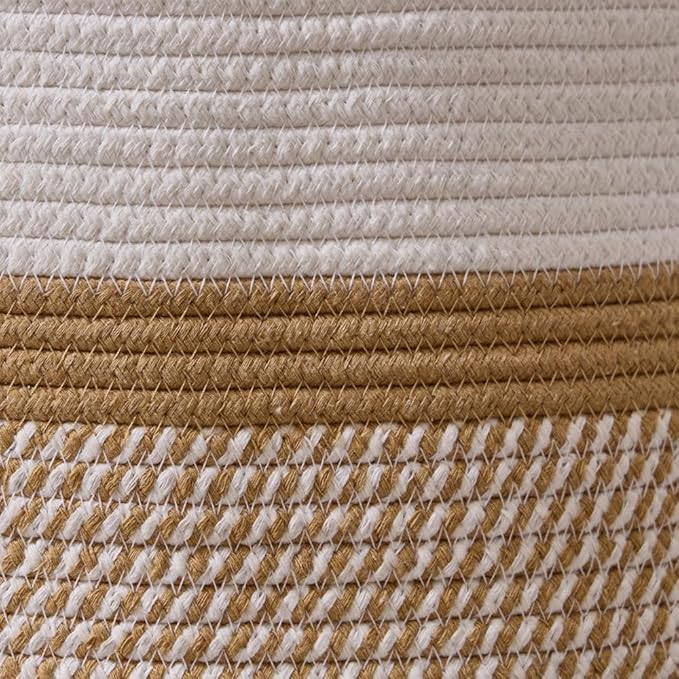 Luxury Little Extra Large Nursery Storage Basket, 20 x 20 x 13.8 inches - 100% Cotton Rope Baskets with Handles, Blanket Basket for Toys, Blankets & Pillows (Gradient Brown)