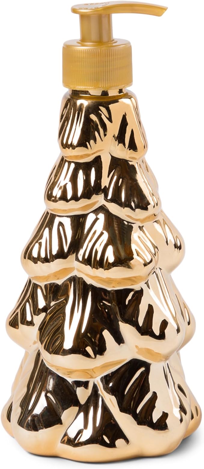 Simple Pleasures Metallic Christmas Tree Set of 2 Holiday Soap Dispenser with Scented Liquid Soap - Decorative Hand Pump Refillable Soap Dispensers for Kitchen and Bathroom Sinks