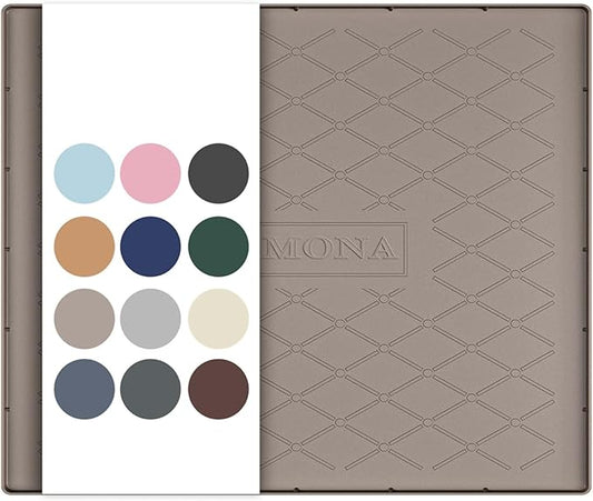 URMONA 25" x 19" Waterproof Silicone Mat in Multiple Sizes & Colors, Under Sink Mat for Kitchen & Bathroom, Pet Food Pad for Dogs & Cats, Kitchen Cabinet Liner, Multi-Purpose for Storage(Beige)