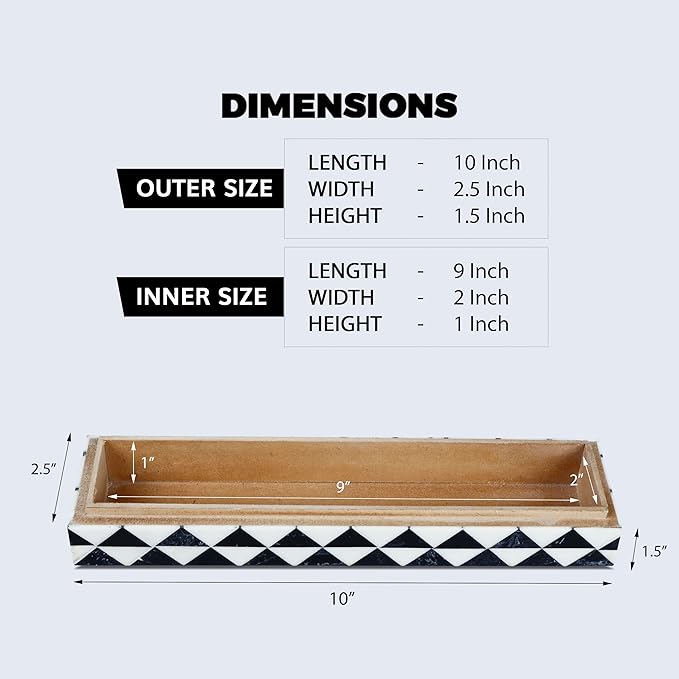 Handicrafts Home Decorative Remote Holder Box 10x2.5 â Slim Organizer Box with Lid for TV Remotes, Coffee Table DÃ©cor, Modern Shelf Box, Boho Home DÃ©cor Accent, Black and White Decorative Storage Box