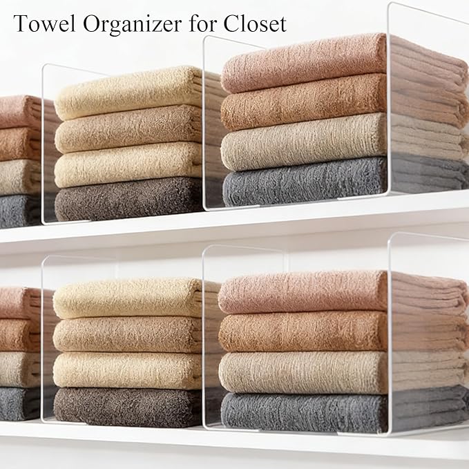 Acrylic Shelf Dividers for Closet Organization: 10" Tall Clear Closet Dividers for Shelves - Free-Standing Shelf Separators for Clothes Sweater Purse