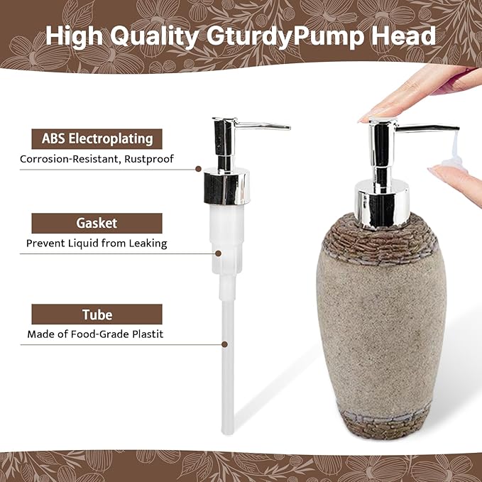 4 PCS Resin Bathroom Accessory Set, Soap Dispenser with Chrome Pump, Toothbrush Holder, Tumbler and Soap Dish, Bathroom Sink Set for Home Decor (Simple Retro)