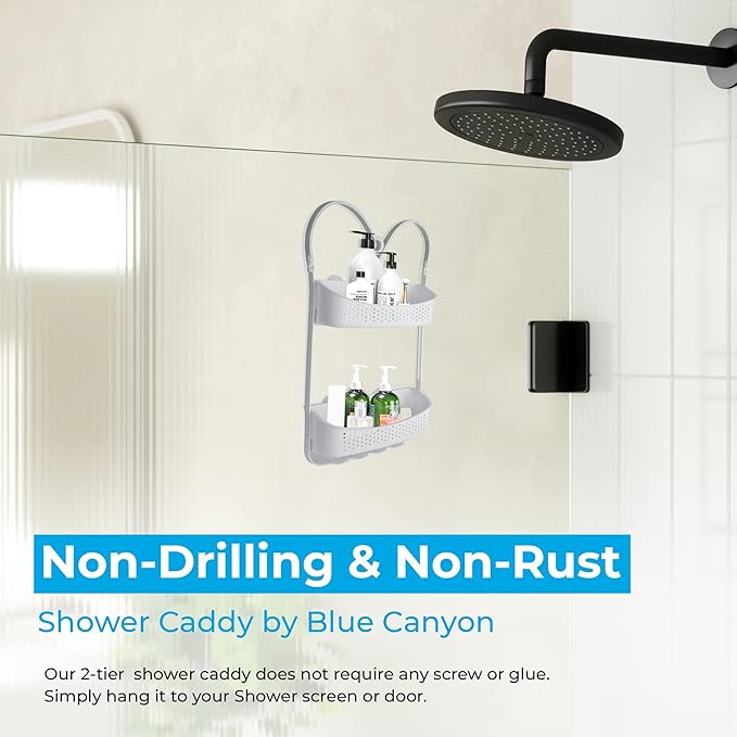 Blue Canyon Shower Caddy Double Hanging White