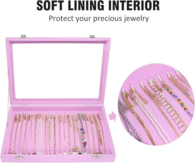 Velvet Necklace Display Jewelry Tray 20 Hook Necklace Tray Necklace Pendant Jewelry Tray for Women and Girls