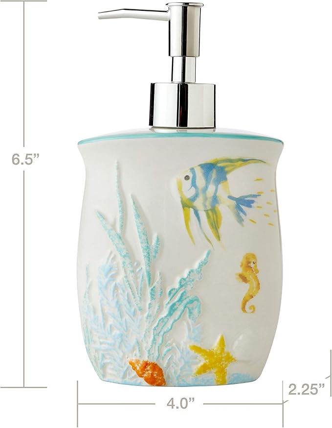 SKL Home Ocean Watercolor Soap Dispenser, Multi