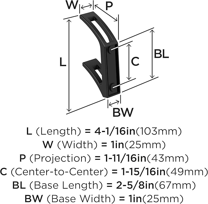 Amerock H37010MB | Avid Double Prong Decorative Wall Hook | Matte Black Hook for Coats, Hats, Backpacks, Bags | Hooks for Bathroom, Bedroom, Closet, Entryway, Laundry Room, Office