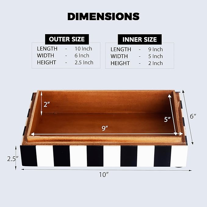 Handicrafts Home Decorative Storage Box with Lid – Black and White Decorative Remote Holder Box, Coffee Table Storage Box for Living Room, Console Table & Shelf Decor – Puzzle Check 10 x 6 x 2.5