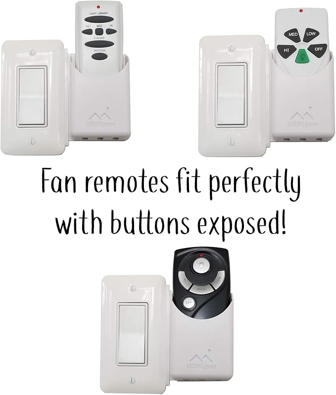 The No-Screwups Remote Control Holder by Mount Genie (Black): Wall Mount with No Damaging Screws or Tape. Installs in Seconds on Any Light Switch. Great for TV, Ceiling Fan and Roku Remotes.
