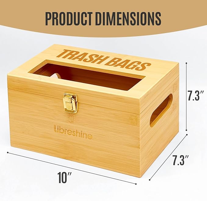 Extra Large Bamboo Trash Bag Dispenser Holder for Tall Kitchen Bags, Fits Costco Jumbo Rolls, 13–33 Gallon Garbage Bag Organizer for Pantry, Under Sink/Wall/Cabinet/Freestanding Mount
