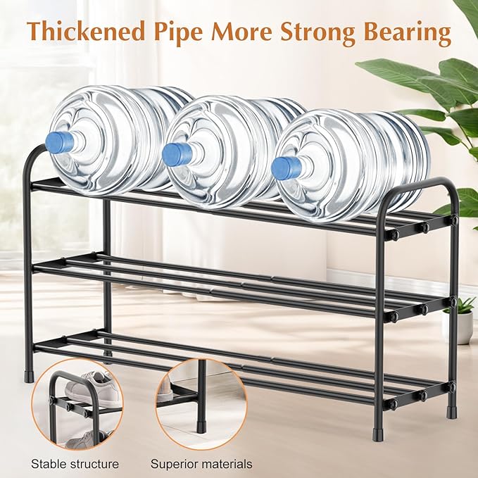 INSMART 3-Tier Expandable Shoe Rack, Stackable and Adjustable Shoes Organizer Storage Shelf, Sturdy and Durable Metal Structure Free Standing Shoe Rack for Closet Entryway Doorway