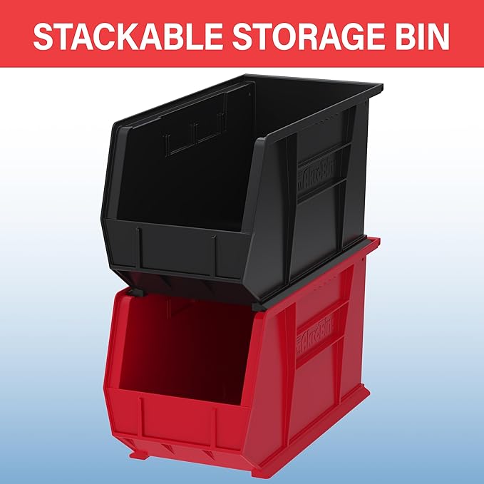 Akro-Mils 30265 AkroBins Plastic Storage Bins, Space-Saving Stackable Bins for Garage, Pantry, Craft Organization, 18-Inch x 8.25-Inch x 9-Inch, Green, 6-Pack