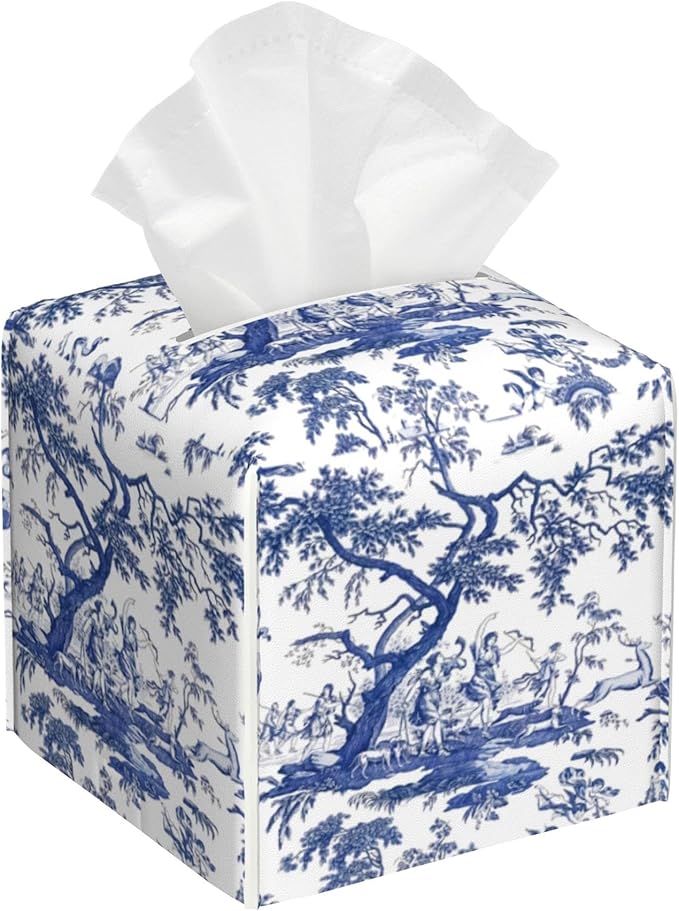 Elegant Wildflowers Tissue Box Cover Square,Tissue Box Holder with Belt Bottom,Stylish Leather Napkin Holder for Vanity Countertop,Nightstands,Office Desk,5.2"Ã5.2"Ã5.2"