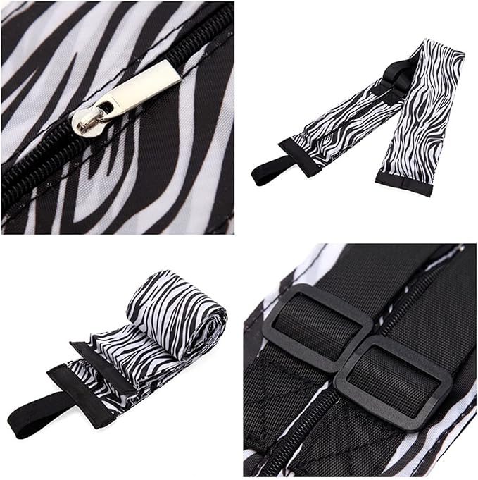 Portable Foldable Shopping Bag Large Capacity Multipurpose Storage Bag Sports Travel Shoulder Bag (Zebra-stripe)