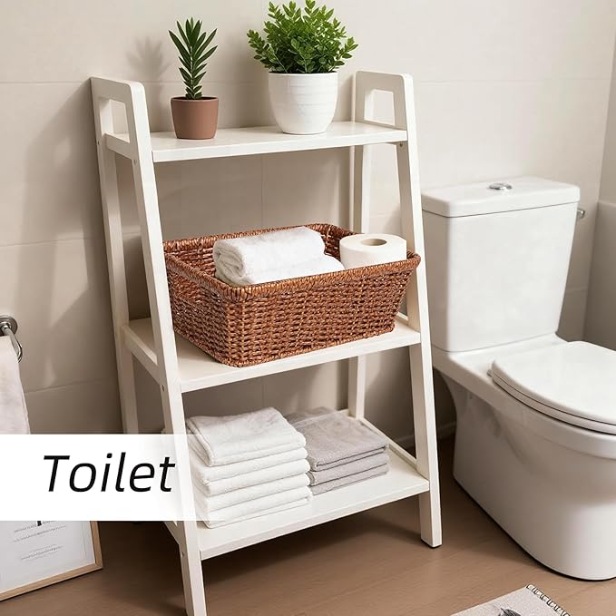 Wicker Storage Basket Water-resistant:Storage Basket with Built-in Handles,Rectangle Basket for Shelf, Brown, 2-Pack