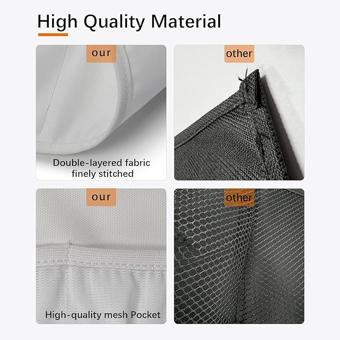 WOMACO Bedside Storage Caddy, Bed Side Pocket Organzier Remote Control Holder for Phones, Magazines, Tablets, Accessories - Medium, Gray