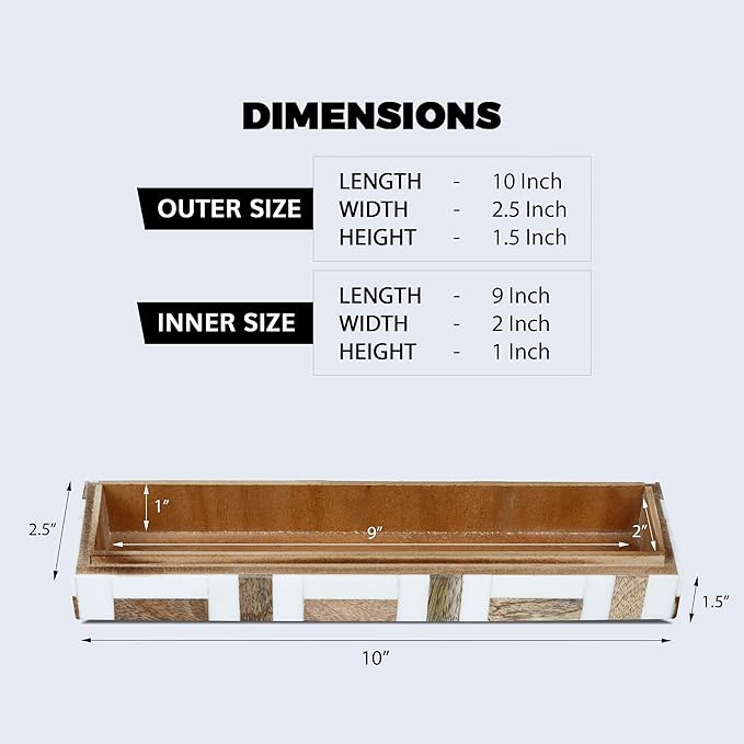 Handicrafts Home White Decorative Box with Lid–Marquet Resin Inlay & Wood Decorative Boxes for Home Decor, Decor, Storage Box for Jewellery & Keys White Brown Neutral Decorative Storage Box-10x2.5x1.5