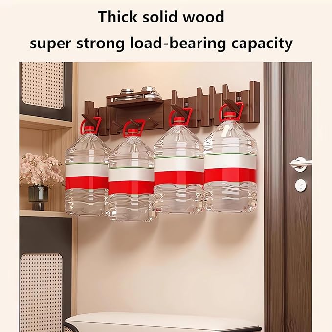 Wall Mounted Coat RackHooks Piano Key Hangers Natural Solid Wood Hanger Non-Woven Fabric Clothes Hangers for Closet, Kitchen, Bedroom, Bathroom, Entryway (Innovate-Walnut, 6 Hooks)