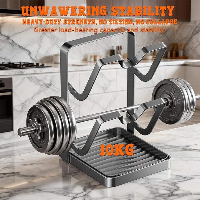 2026 New Kitchen Pot Lid Storage Rack, Multifunctional Pot Lid Organizer Rack, Lid Holder While Cooking, Lid And Spoon Rest, Thickened Carbon Steel Material, Higher Load-Bearing And Stability (Grey)