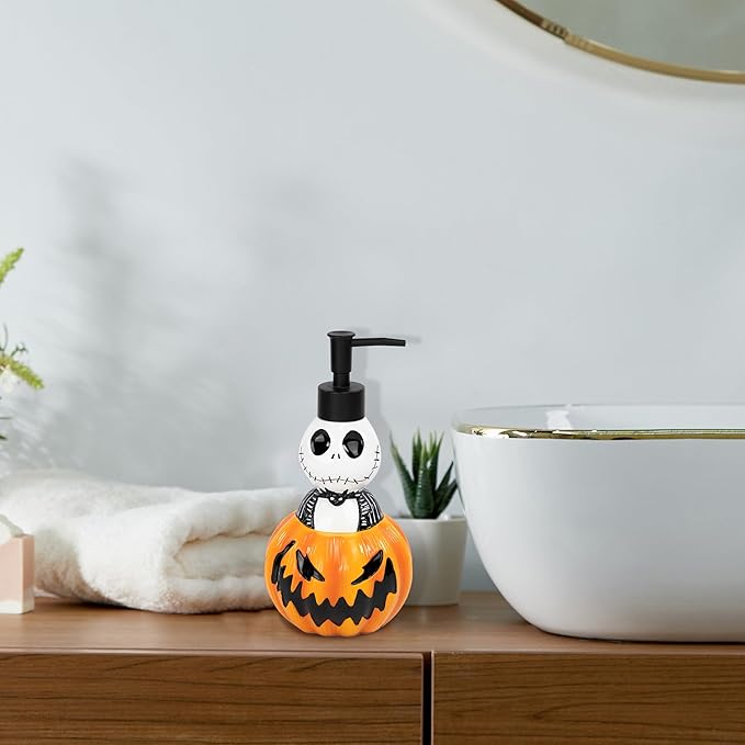 Disney Nightmare Before Christmas Soap Dispenser - Jack Skellington and Pumpkin Resin Lotion Pump - Bathroom Décor