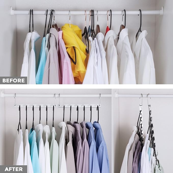 HOUSE DAY Space Saving Hangers for Clothes 6 Pack, Heavy Duty Hanger Organizer | 30 Lbs Capacity |, Metal Magic Hanger, Sturdy Multi Hangers, Closet Space Saver Closet Organizers and Storage